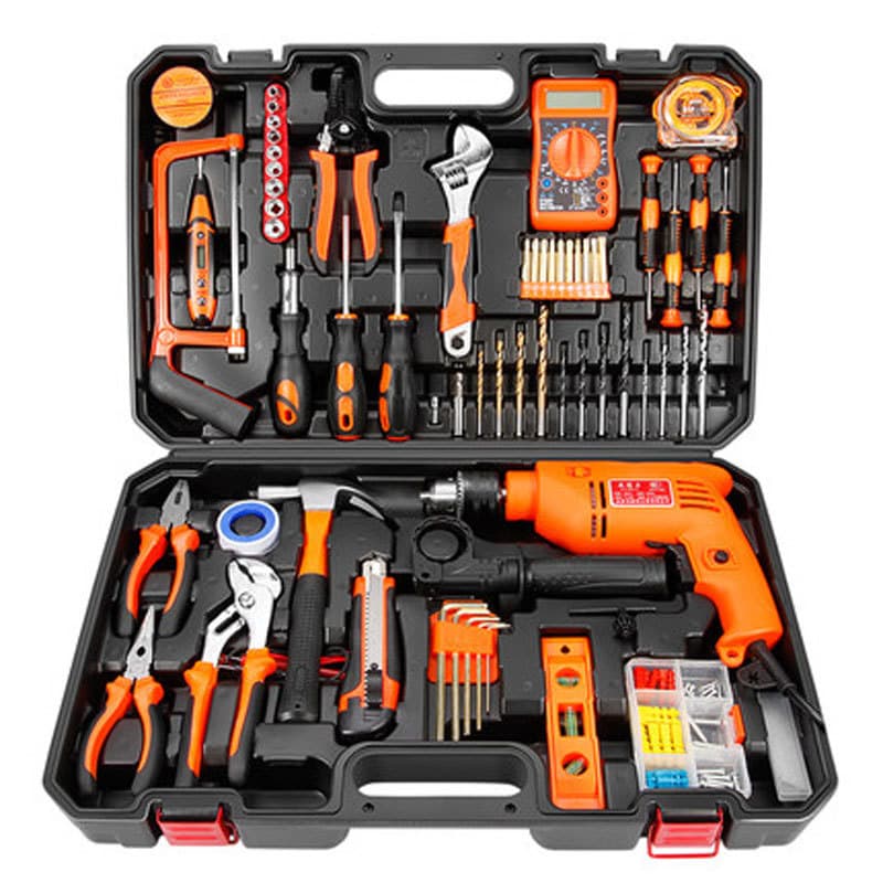 Yadeli Manual Combination Household Tool Set Hardware Kit Electrician Woodworking Repair Toolbox with Electric Drill