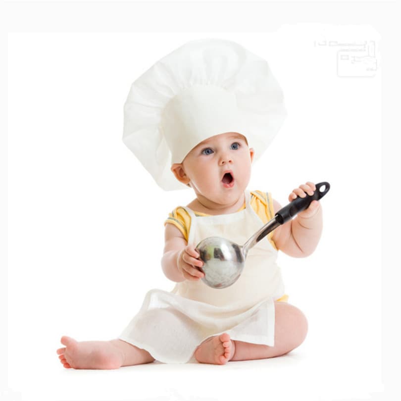 Kids Chef Apron and Hat Photo Shoot Outfit Set Cute Pastoral Style for Girls