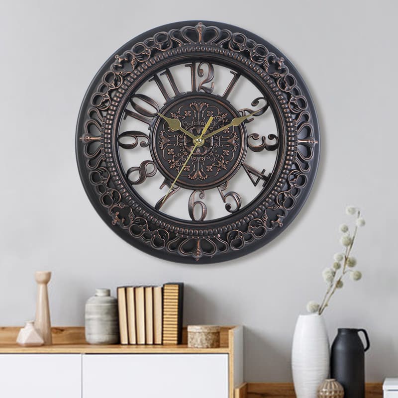 European Style 12-inch Round Wall Clock Plastic Office/Living Room Wholesale Export