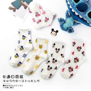 Japanese Cartoon Mid-Calf Cotton Socks for Women, Cute Mickey Mouse Socks Factory Direct