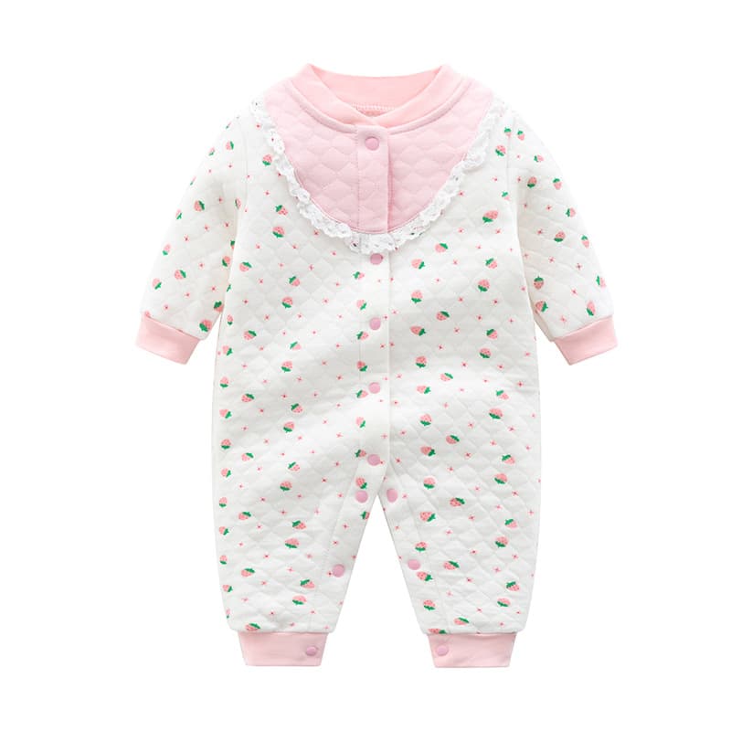 Baby's Jumpsuit Autumn and Winter Suit Newborn Clothes Thickened Baby Girl's Air Pure Cotton Warm Harper Pajamas