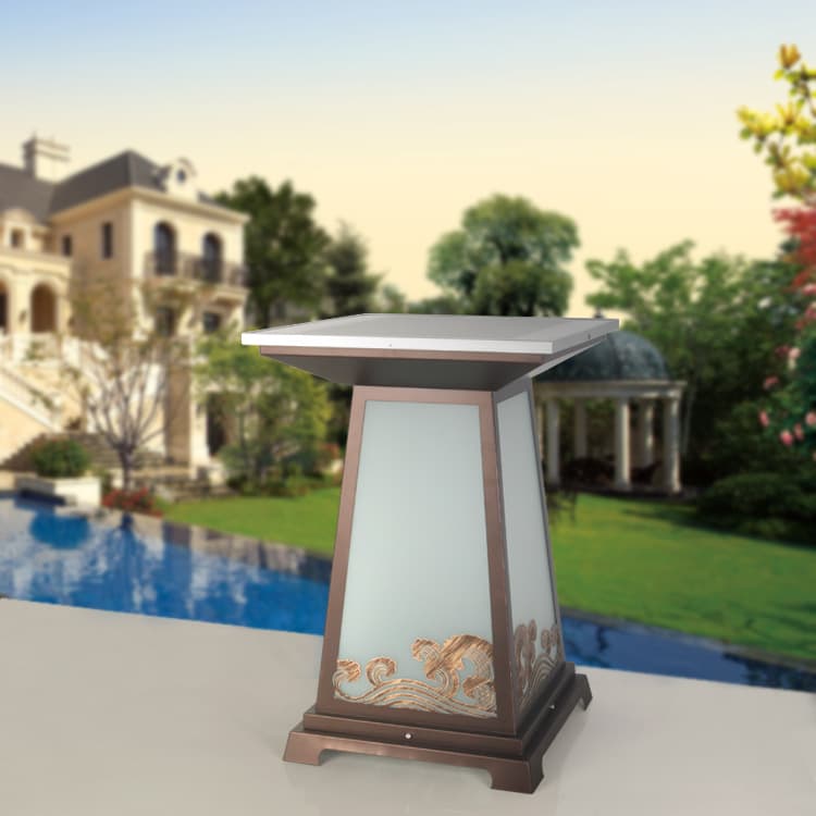 Chinese Solar Column Light, Home Iron Floor Lamp, Outdoor Landscape Light, Waterproof Courtyard Lighting Fixture