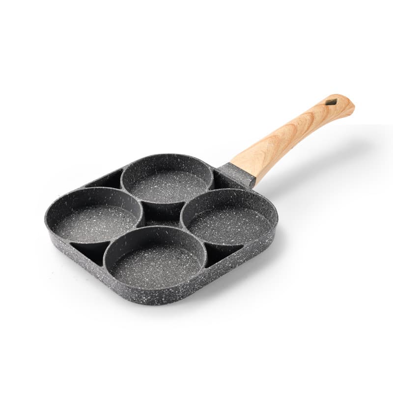 Cross-border Non-stick Four-hole Egg Frying Pan for Breakfast Egg Burgers, New Household Steak and Egg Fryer Flat Pan