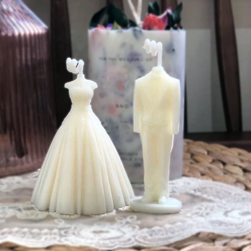 Bridal Veil Silicone Mold Diy Handmade Aromatherapy Candle Gypsum Baking Cake Mold New Groom Wedding Dress Silicone