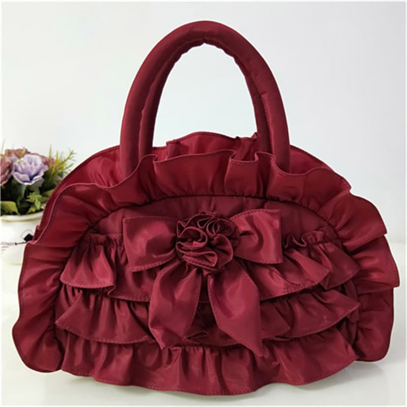 2026 New Ethnic Style Fabric Bag with Bow and Lace, Casual Women's Handbag, Artistic Tote