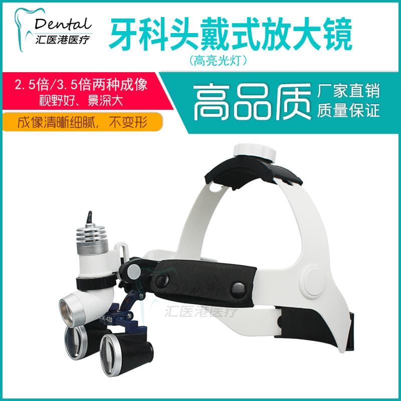 Dental magnifying lens wearable glasses oral otolaryngology surgery orthopedic headband searchlight lighting inspection