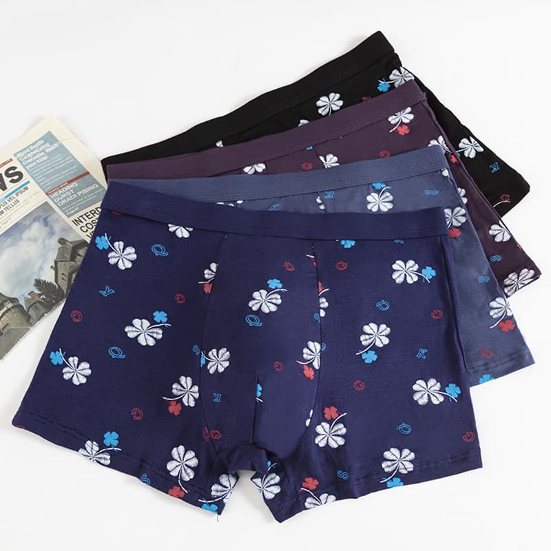 Pingkangle Men's Boxer Briefs Modal Spandex Comfortable Young Men's Breathable Four-Corner Underwear