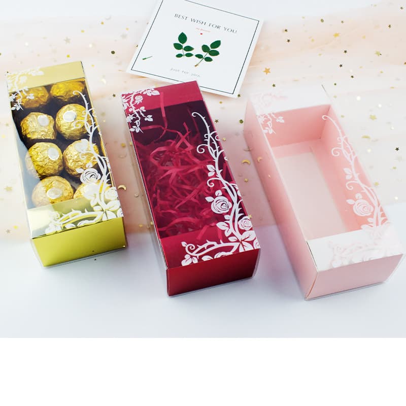Drawer-style cookie box for Swiss rolls, hug rolls, nougat, and pastries