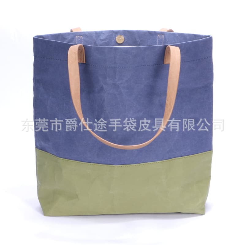 European and American New Style Kraft Paper Shoulder Bag, Waterproof Eco-friendly Kraft Paper Handbag, Creative Patchwork Tote