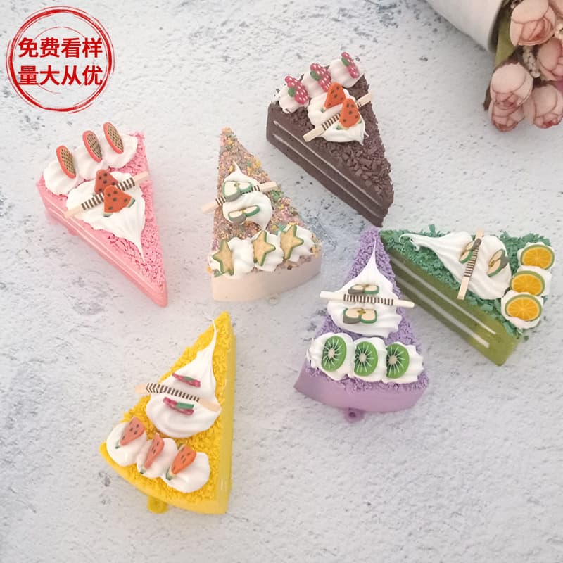 Simulation mini cake set round cream fruit cake model PU triangle mousse cake model