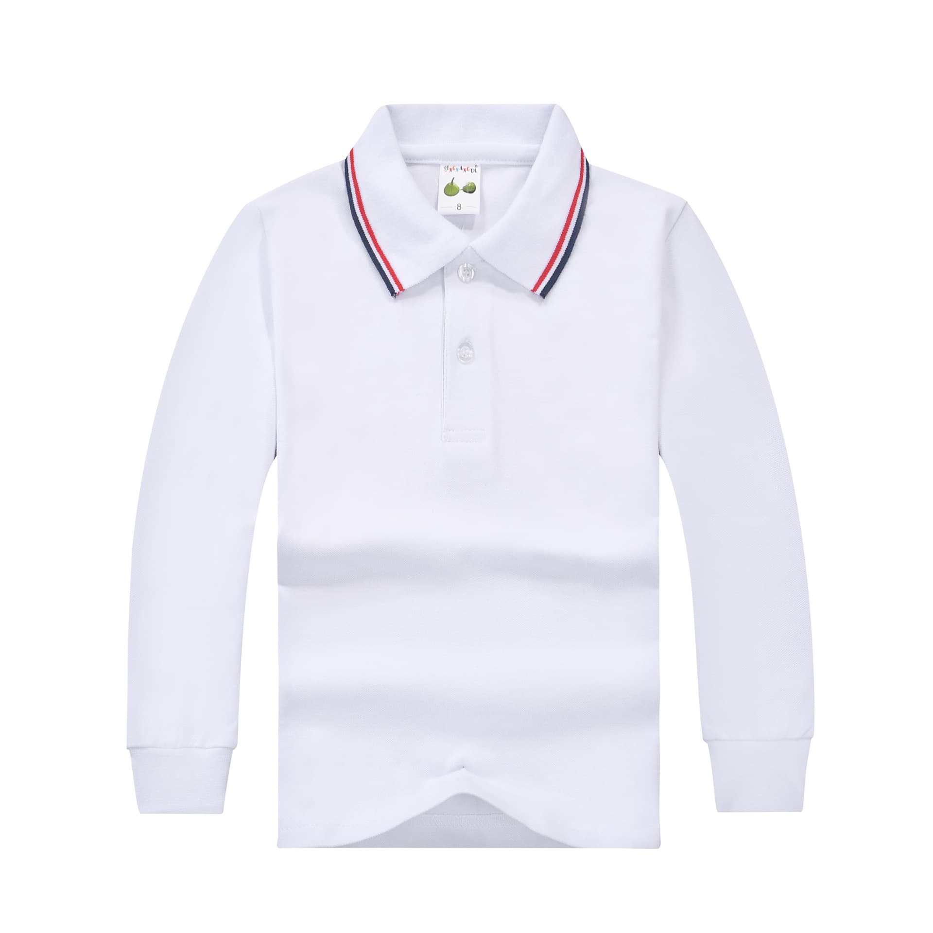 Children's White T-Shirt, Boy's Polo Shirt, Long-Sleeved Pure Cotton Baby Girl's Lapel T-Shirt Fleece-Lined Thick White Bottoming Shirt