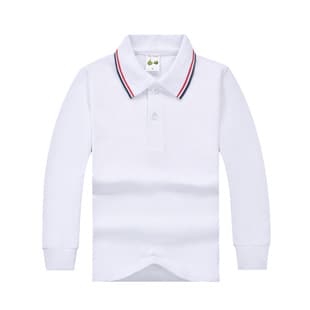 Children's White T-Shirt Boys Polo Shirt Long Sleeve Pure Cotton Baby Girls Turn Down Collar T-Shirt Fleece Lined Thick White Base Layer