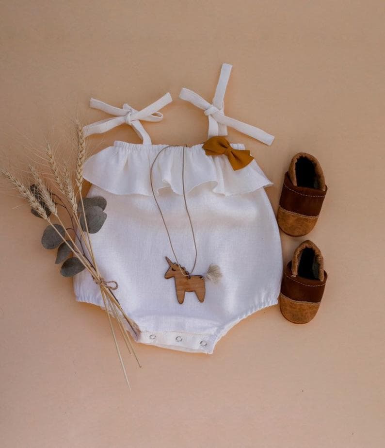 Amazon creative styling romper foreign trade baby Japanese cotton and linen sling ruffled romper summer