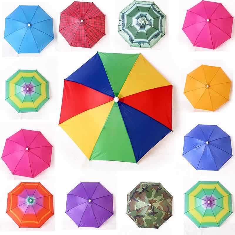 Custom Logo Cap Umbrella with Adjustable Strap, Wholesale Outdoor Rainbow Watermelon Stripe Fishing Hat