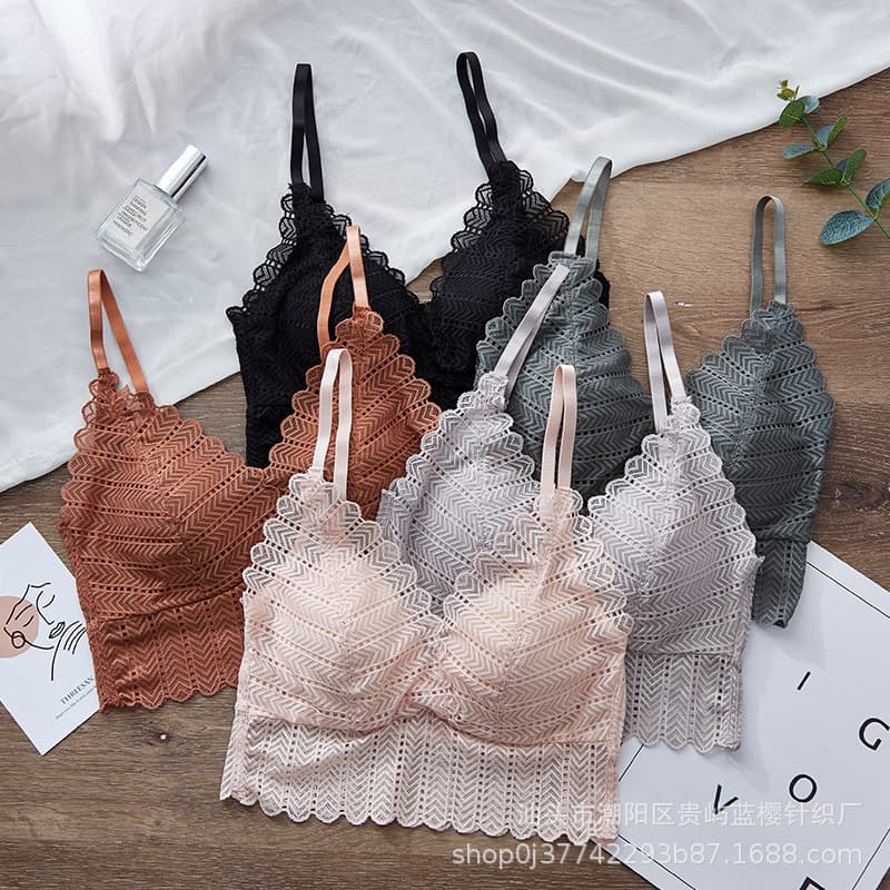 Summer Lace Trim Wireless Bra for Women, Push-up Wrap V-Neck Sexy Backless Bra for Small Chest to Look Fuller, Teen Girl Bra
