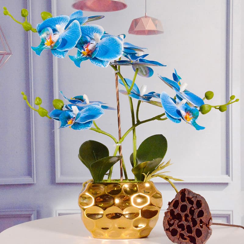 Artificial Flower Phalaenopsis Orchid Set Potted Plant Nordic Home Decor Potted Ornament Fake Flower Bouquet 3D Touch Phalaenopsis