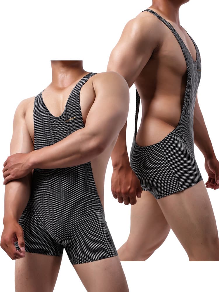 Stretch Men's Nylon Sports Jumpsuit Running Fitness Suit Body Shaping Jumpsuit Coach Suit Sex Underwear WH71