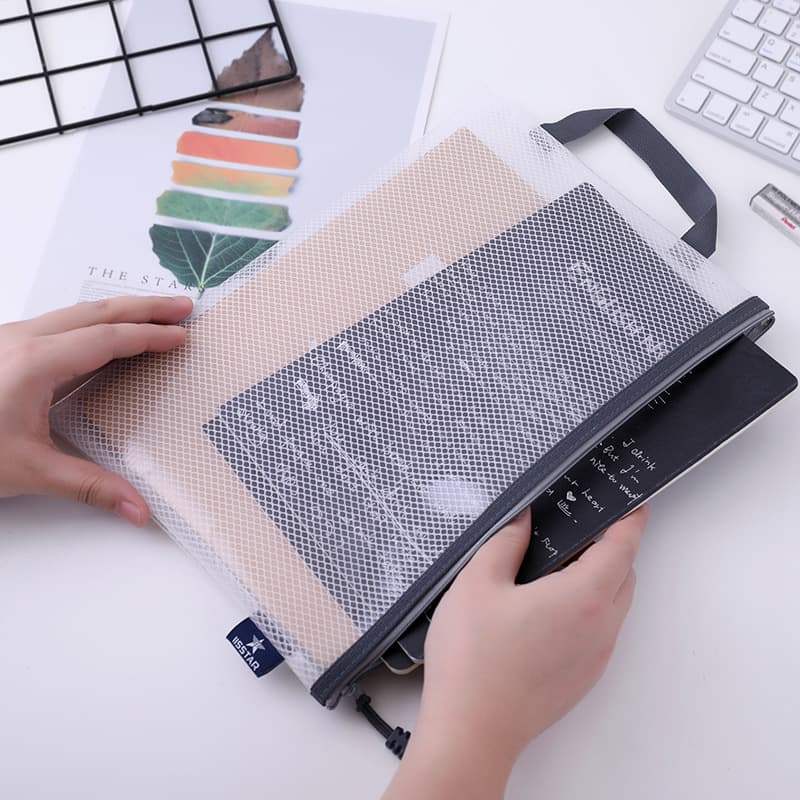 Factory Large Capacity Waterproof Transparent Mesh Pencil Case Student Storage Stationery Box Exam Pencil Case Wholesale