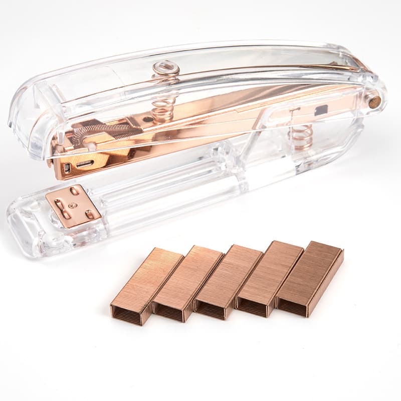 Stapler Amazon Rose Gold Stapler Office Gift Direct Supply Cross-border Factory Transparent Plastic