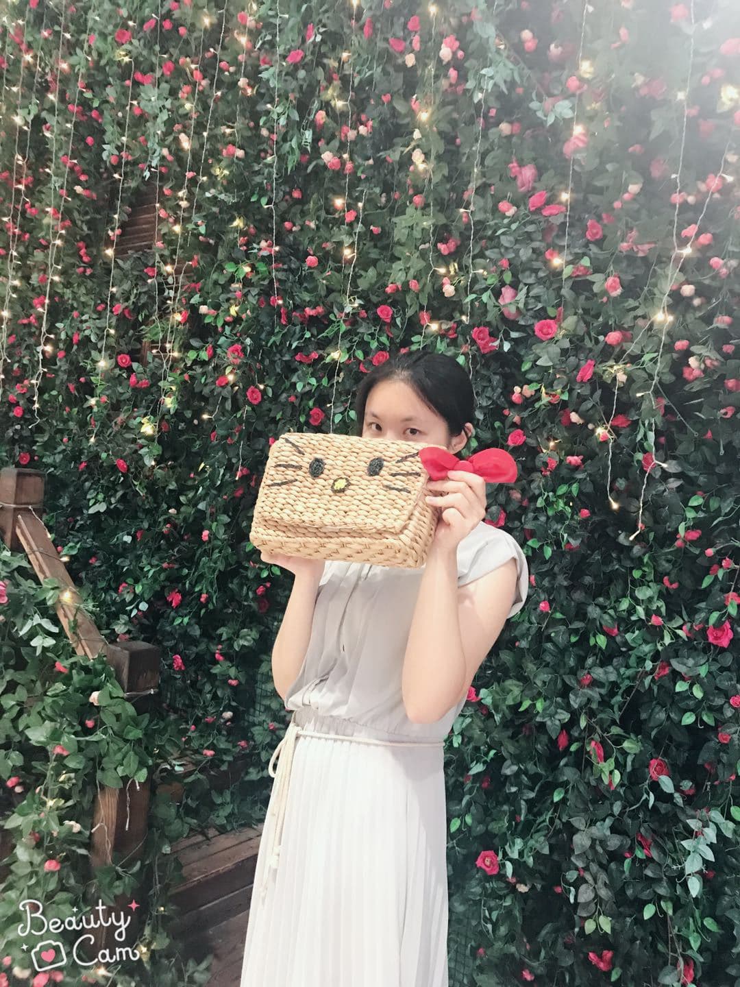 Cartoon Cat Straw Woven Bag Corn Husk Crossbody Bag Fashion Casual Shoulder Bag Travel Vacation Beach Bag
