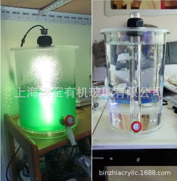 High Transparency Acrylic Breeding Bucket, Organic Glass Algae Incubation Tube Brine Shrimp Hatchery with Stand and Valve