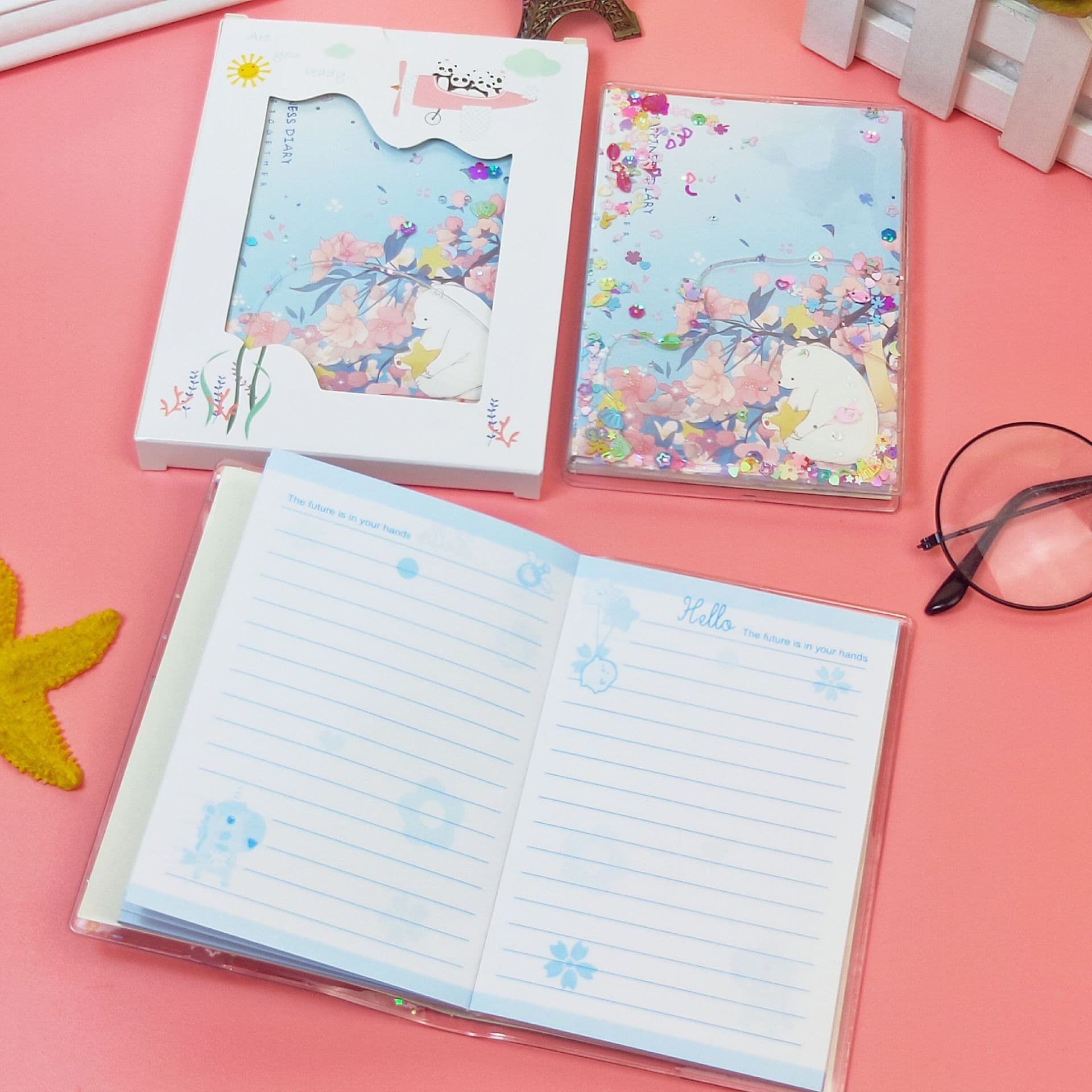 Creative Trendy Oil-Infused Scrapbook Student Sand Notebook Hardcover Portable Notebook Trendy Stationery Wholesale