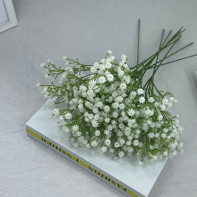 3-pronged soft rubber baby's breath artificial flower, plastic fake flower decoration, bouquet, wedding living room display, wholesale flowers, feel