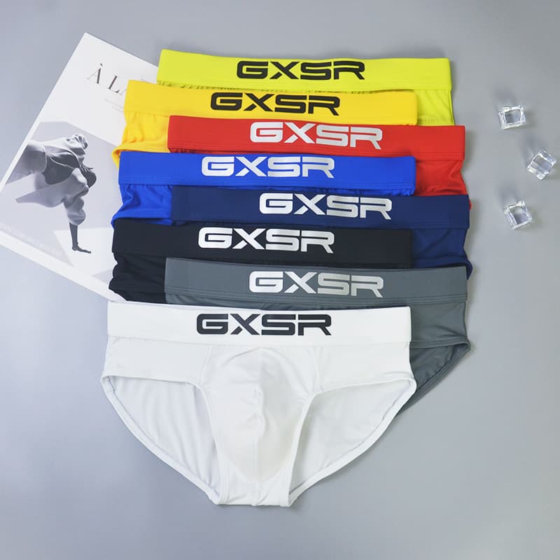 Trendy GXSR Men's Briefs Milk Silk Ice Silk Low Waist Breathable Elastic Pouch Close-Fitting Comfortable Briefs