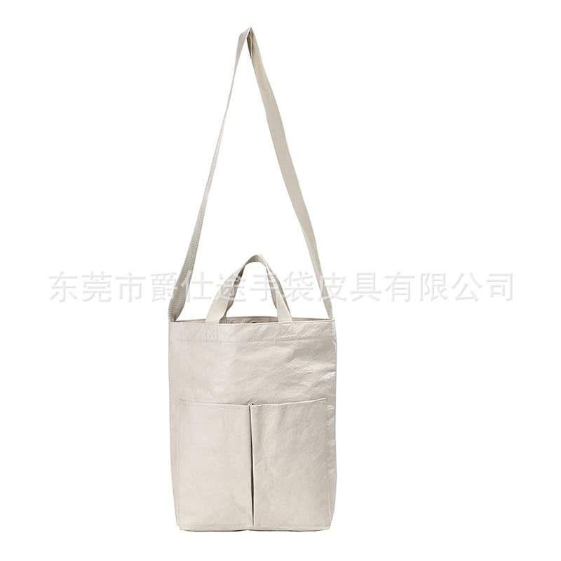 European and American Fashion Dupont Paper Shoulder Bag, White Eco-Friendly Tyvek Crossbody Bag, Waterproof Tear-Resistant Shopping Bag