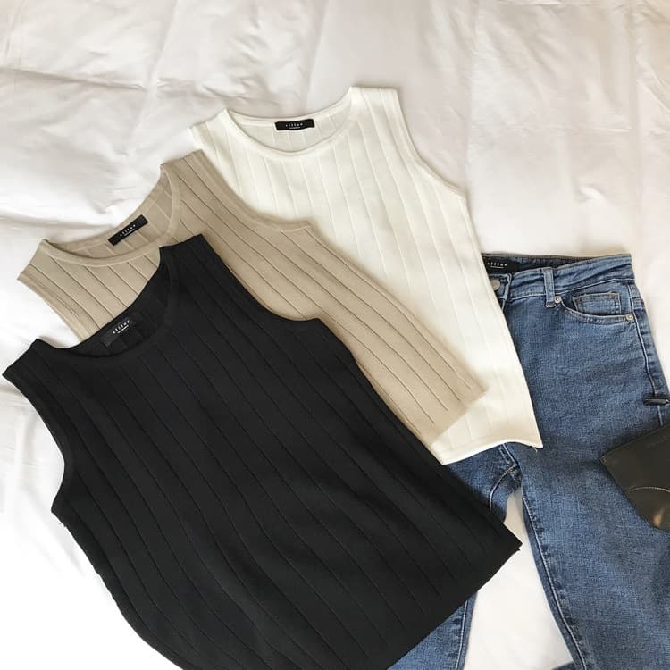 Sleeveless Knitted Outerwear Slim-Fit Short Student Camisole Inner Layer Base Shirt Summer Korean Style 2025 Tank Top Women Black Summer