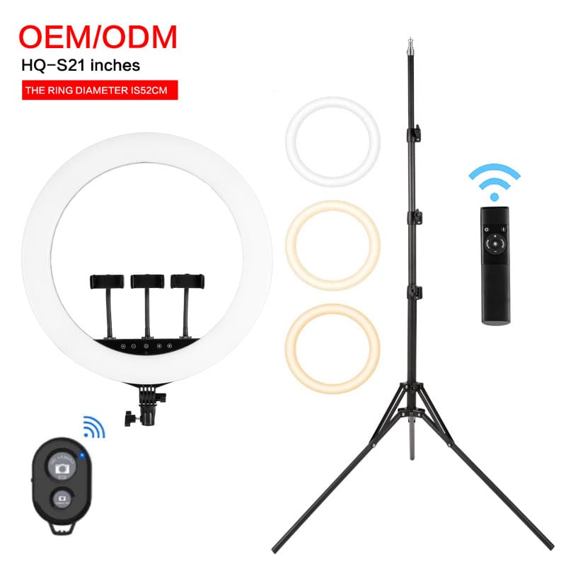 HQ-21-inch Fill Light 52CM Live Streaming Light with Phone Selfie Stand, Anchor Beauty Ring Photography Lighting