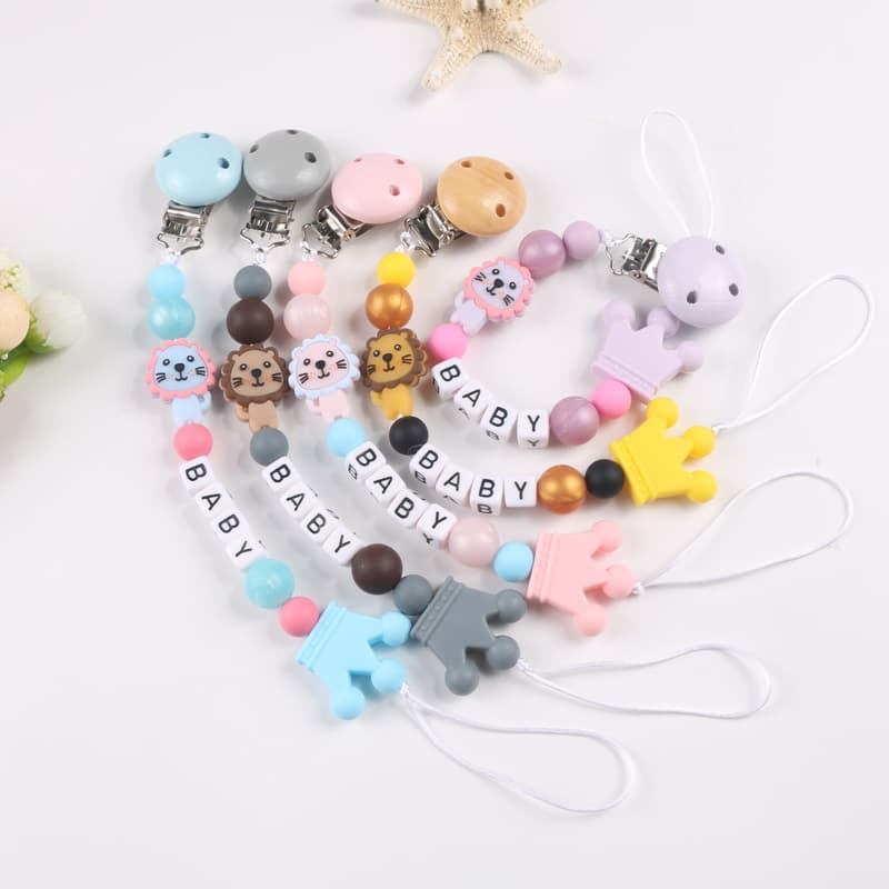 Amazon Best Seller Baby Pacifier Clip Silicone Lion Teether Chain Chewing Toy Anti-Drop Chain