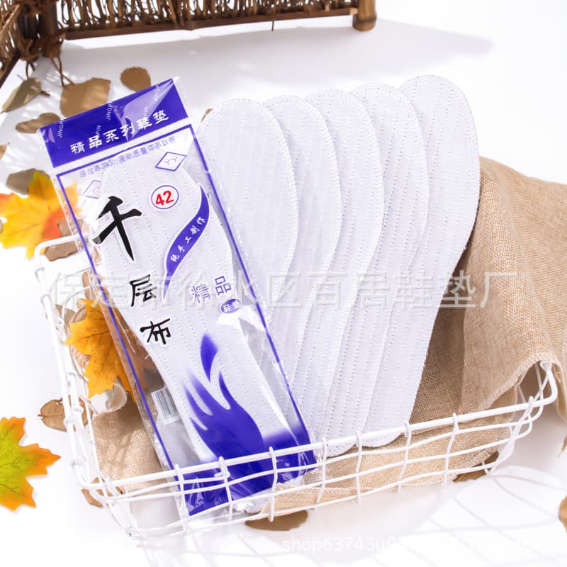 White cotton insoles, handmade multi-layer fabric, breathable and comfortable, hot-selling product at street stalls year-round.