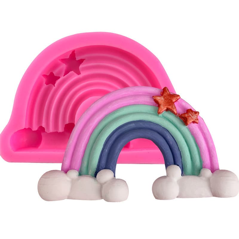 Large Star Rainbow Silicone Mold Clouds Rainbow Baking Fold Sugar Chocolate Gel Gypsum Cake Mold