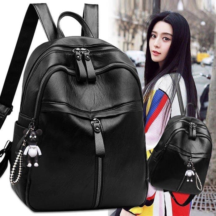 Ladies Single Shoulder Bag Fashionable PU Leather Tote Bag Casual Large Capacity Handbag In Black Beige Colors