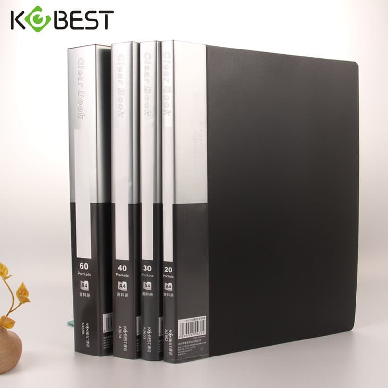 KOBEST A4 20/30/40/60 pages black information book with transparent inserts music score holder office folder