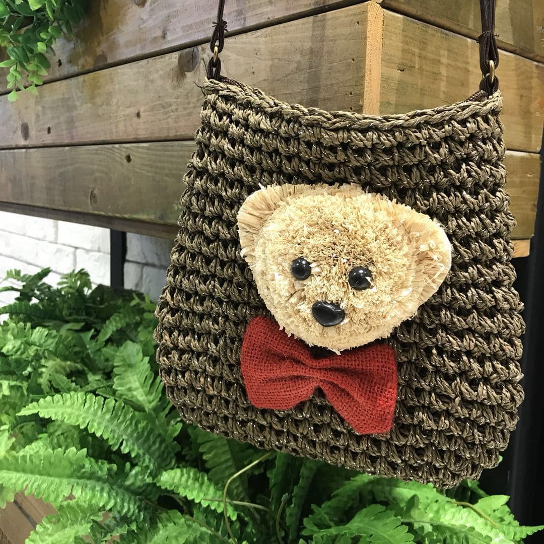 Little Bear Straw Woven Bag, Crossbody Cartoon Crochet Bag, Cute Paper Rope Bag, Coin & Cosmetic Bag, Casual Craft Women's Bag