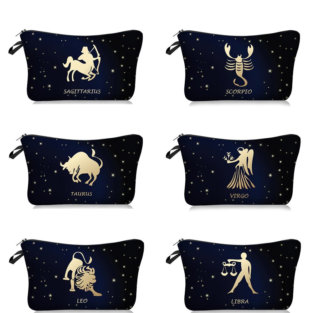 Cross-border Hot Sale New 12 Zodiac Digital Print Cosmetic Bag Storage Bag Mommy Bag
