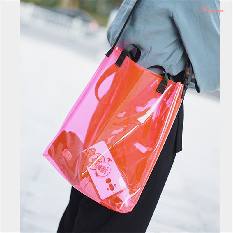 Custom Viral Transparent Shopping Bag, PVC Women's Bag, Jelly Color Ins Tote, PVC Gift Bag