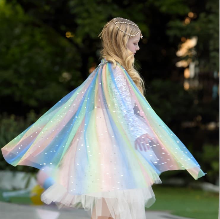 Halloween children's shawl cape costume for girls Frozen Elsa princess veil with cape