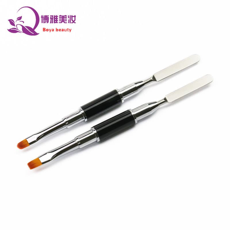 Dual-Use Nail Art Steel Pusher & Gel Brush Set for Quick Nail Extension, Crystal Gel Pickup Stick, Nail Brush Kit