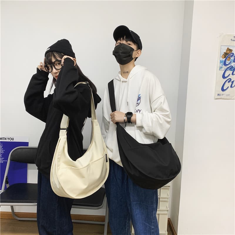 2020 New Nylon Waterproof Shoulder Bag, Korean Japanese Minimalist Solid Color Large Capacity Crossbody Bag for Men