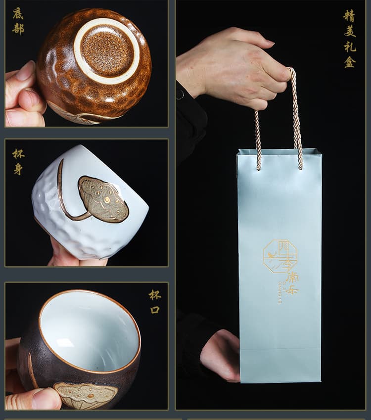 Vintage Kiln Change Ceramic Tea Cup Set Gift Box Tea Set Master Cup Personal