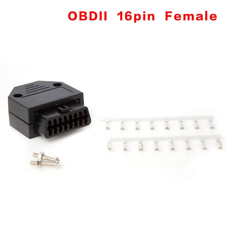Car OBD2 16-Pin Female Connector OBD Plug + Housing + Terminals + Screws Optional Cable Gland