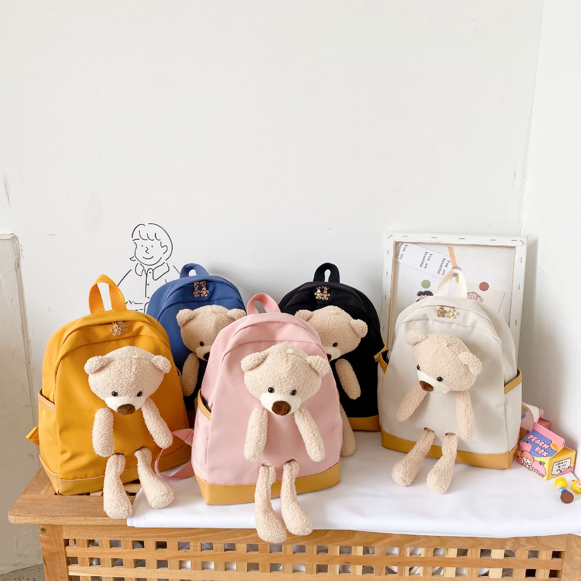 2024 New Cartoon Bear Plush Backpack for Children, Cute Style, Suitable for Primary School Students and Kindergarten Students (Foreign Trade).