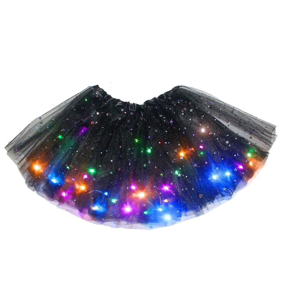 Amazon children's LED tutu skirt, seven-color three-layer half skirt with lights, glowing battery-operated puff skirt flash.