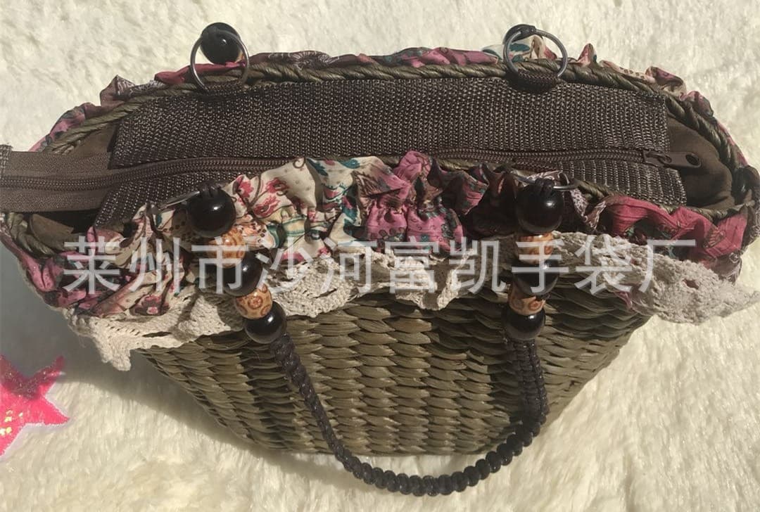 Vintage Straw Bag Woven Corn Husk Lace Bag Casual Bag Pretty Bag Elegant Lady Bag Handbag Shoulder Bag