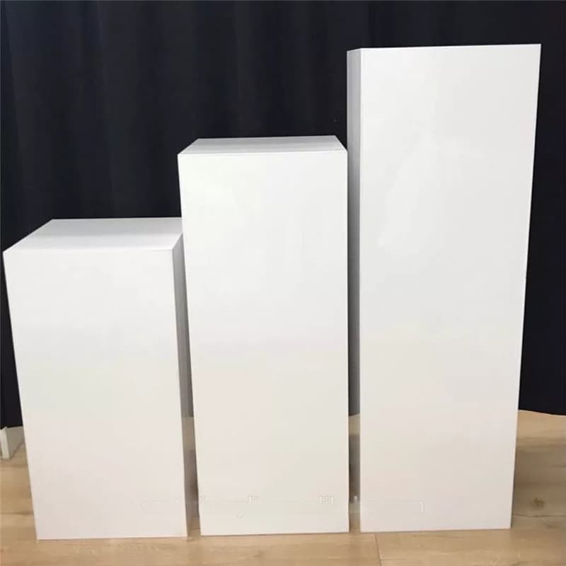 Wedding flower stand white 50cm high square plexiglass acrylic base white acrylic display riser