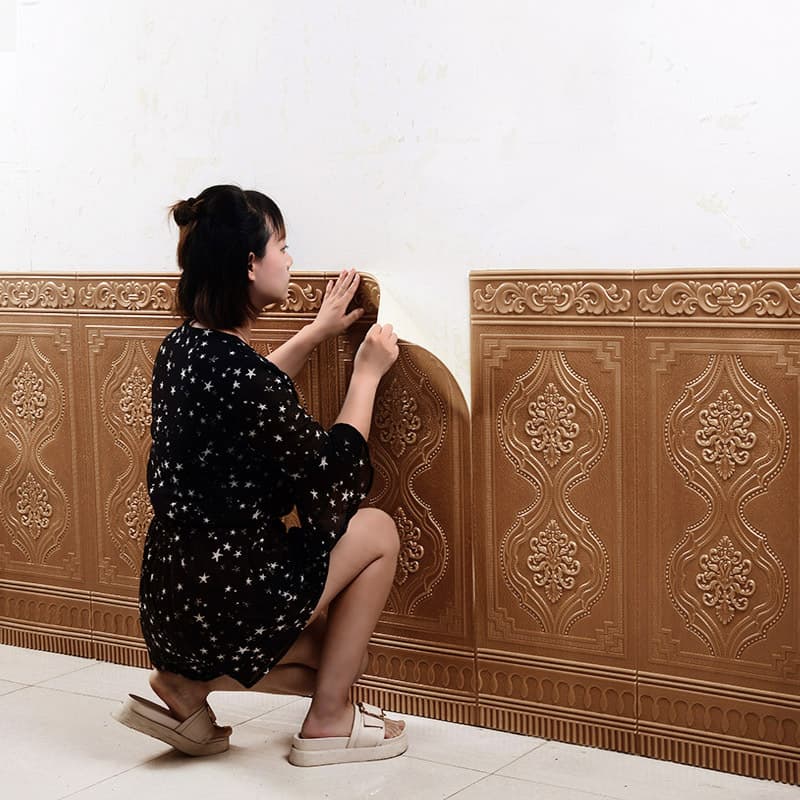 Retro Wood Grain Self Adhesive Wall Stickers Waterproof 3D Wall Decals for Living Room Bedroom Anti Collision Wall Mural