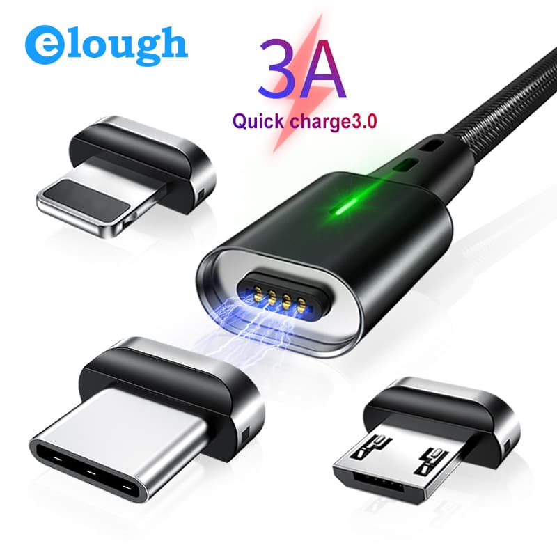 New Fast Charging 1-to-3 Braided Data Cable for Apple Android Type-C Three-in-One Magnetic Charging Cable